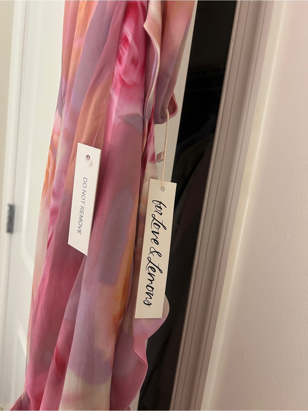 For Love & Lemons Pink and Peach Floral Slip Dress - Picture 4 of 5